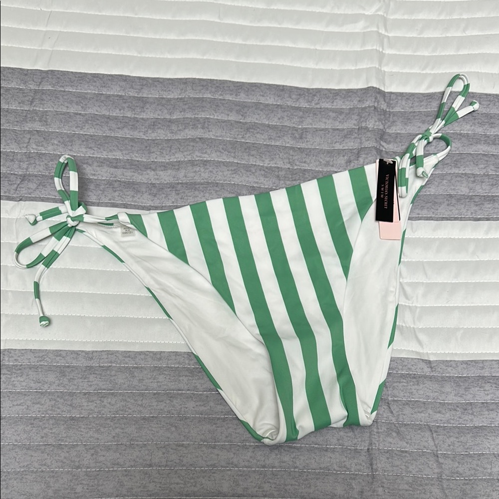 Victoria's Secret Green and White Striped Bikini Bottom